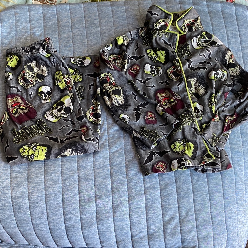 Joe Boxer Gray Kids Pajama Set with Monster Print XS (4/5)